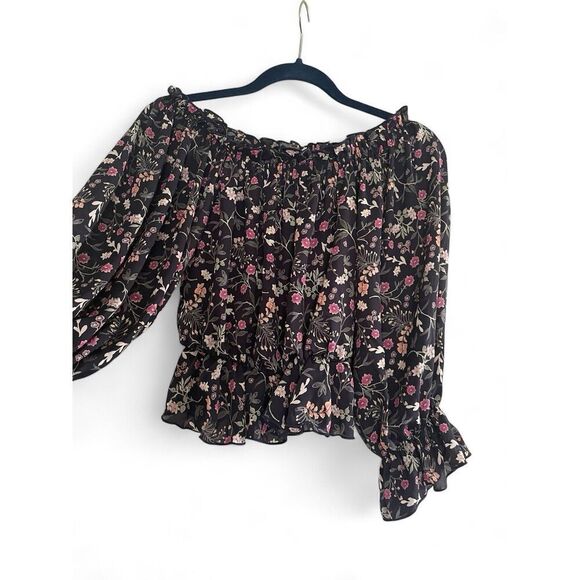 SAINTS & HEARTS Floral Print Puff Sleeves Peasant Blouse USA Size S Excellent Co - Picture 2 of 7
